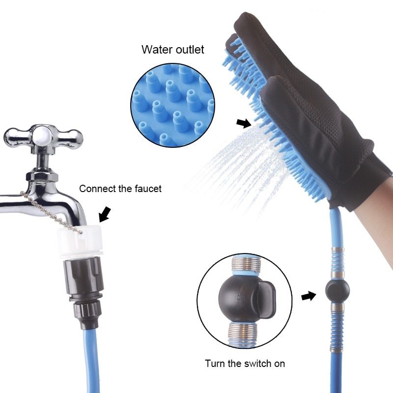 Pet Bath Glove with Hose