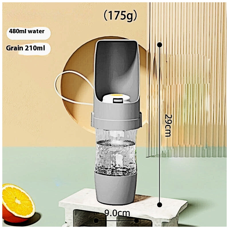 Portable Water Bottle with Cereal Container for Pets