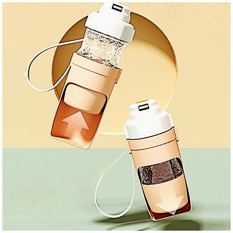 Portable Water Bottle with Cereal Container for Pets