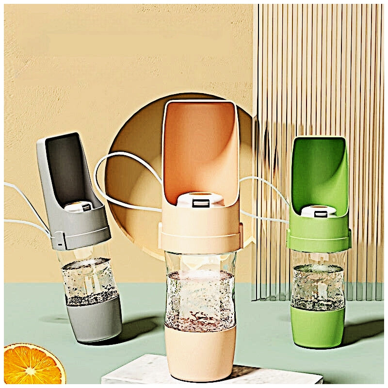 Portable Water Bottle with Cereal Container for Pets