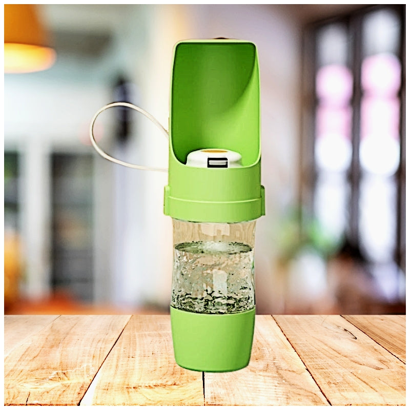 Portable Water Bottle with Cereal Container for Pets