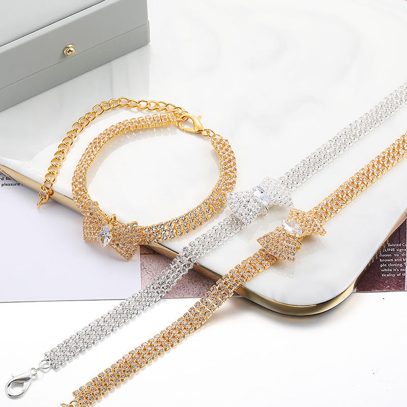 Adjustable Crystal Bow Diamond Pet Collar