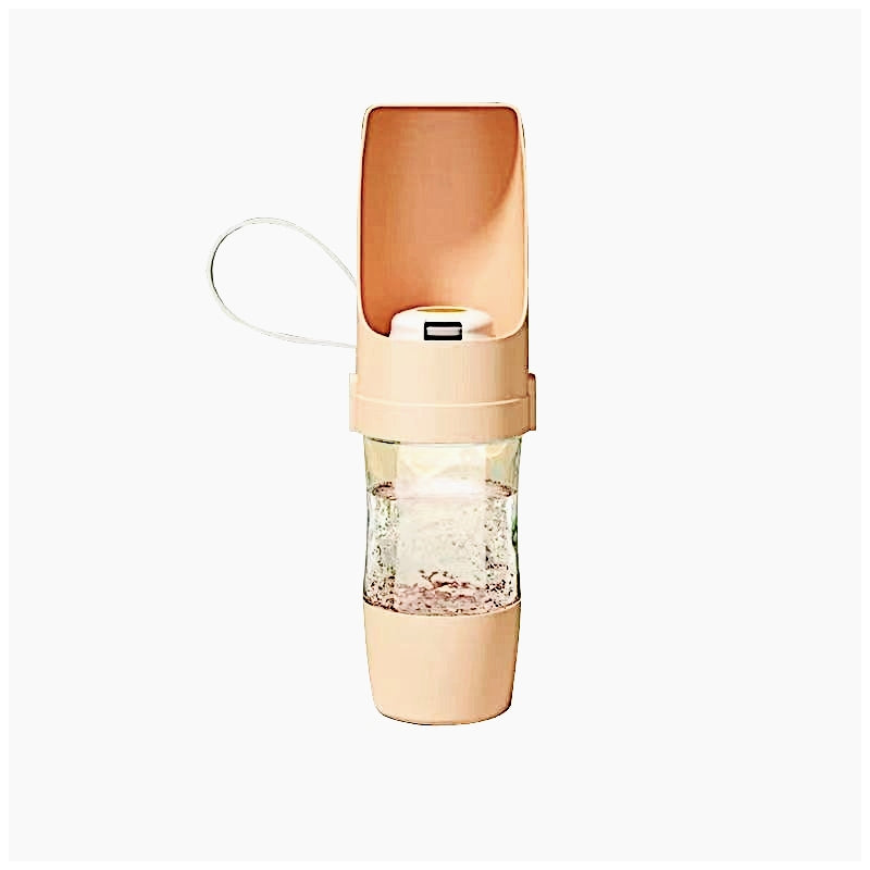 Portable Water Bottle with Cereal Container for Pets